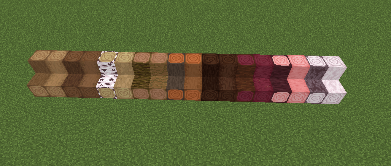 all of the wood types in order: oak, spruce, birch, jungle, acacia, dark oak, mangrove, cherry, pale oak
