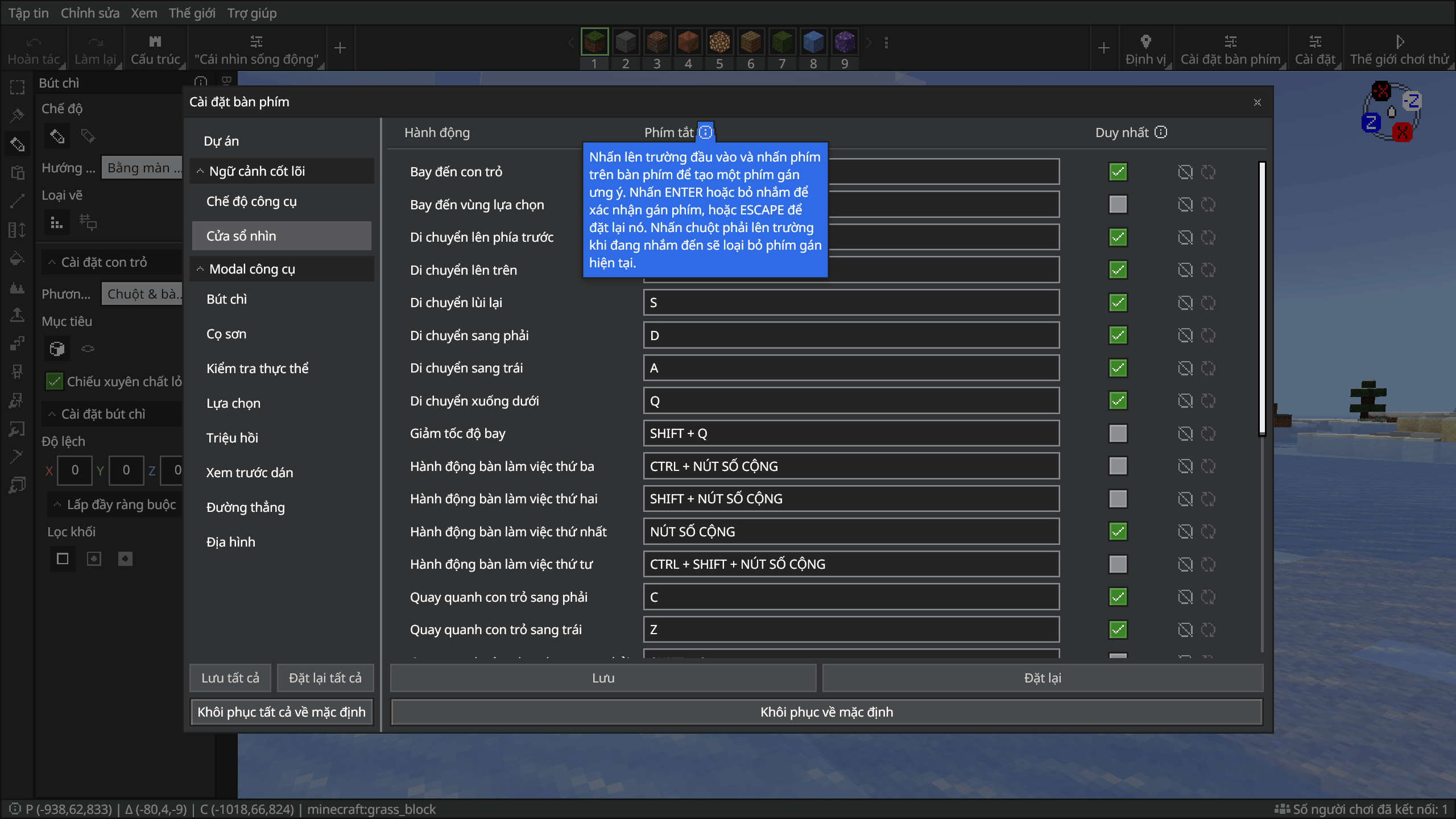 Thumbnail Editor Mode - Keyboard Settings Dialog