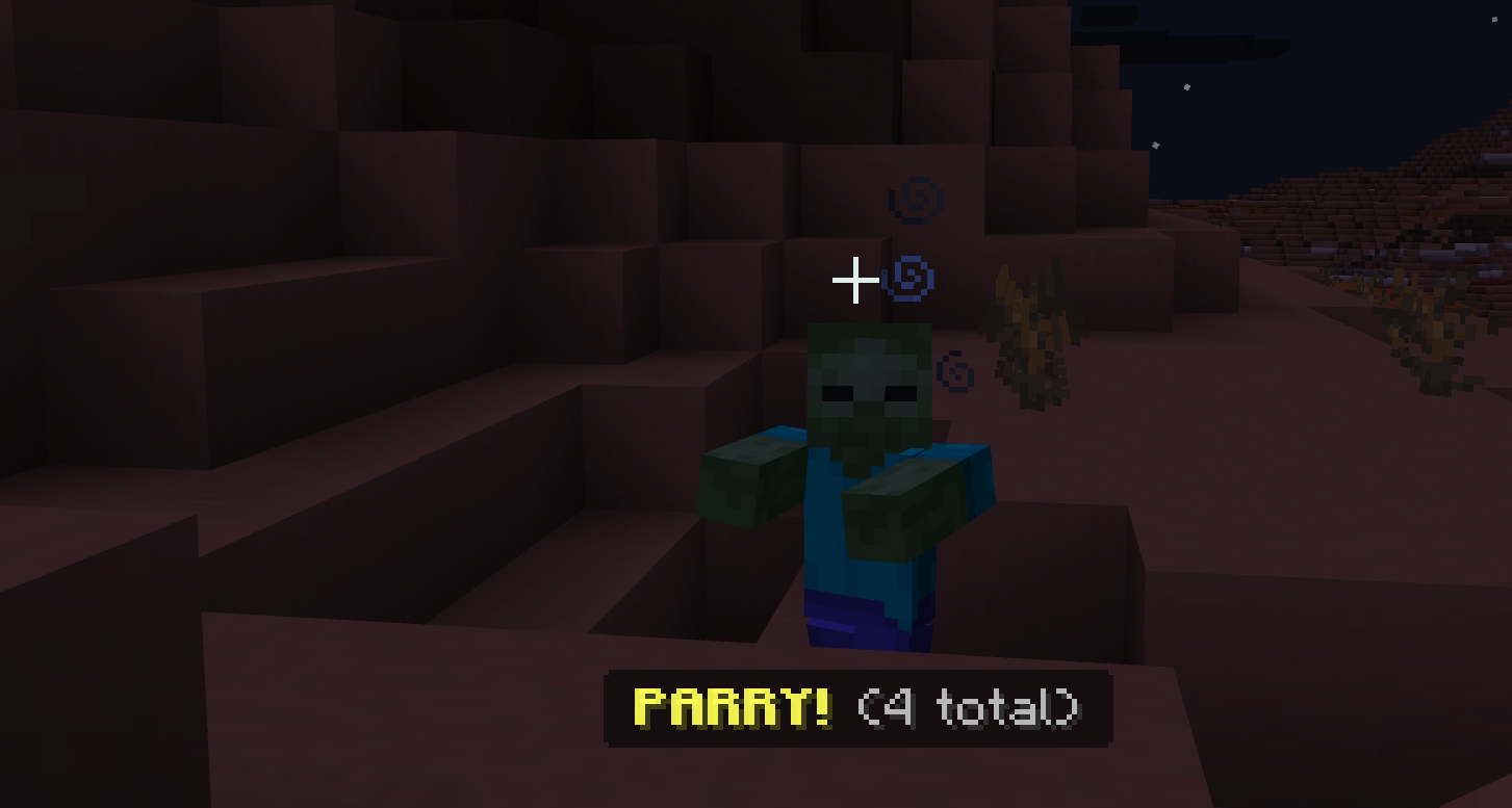 ClockSplice hit a zombie and when it attacked him right after, Clock got a parry!