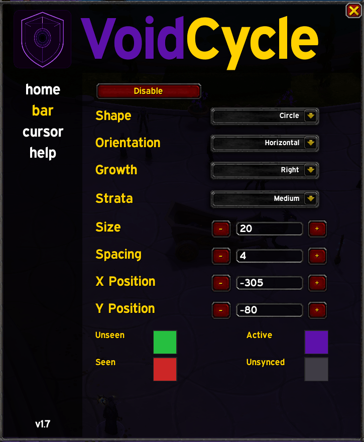 Settings Bar
