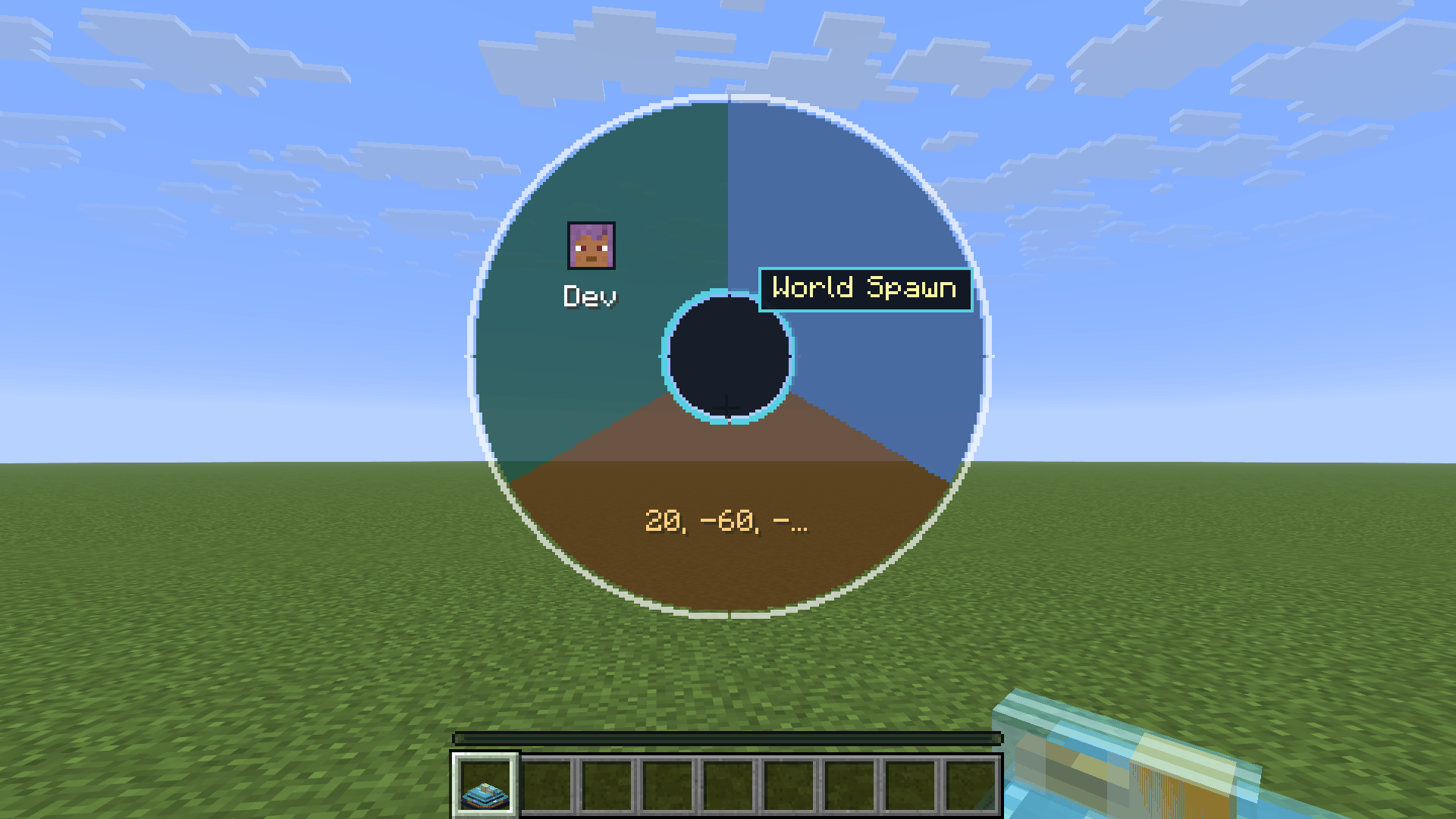 Hover tooltip showing full waypoint name