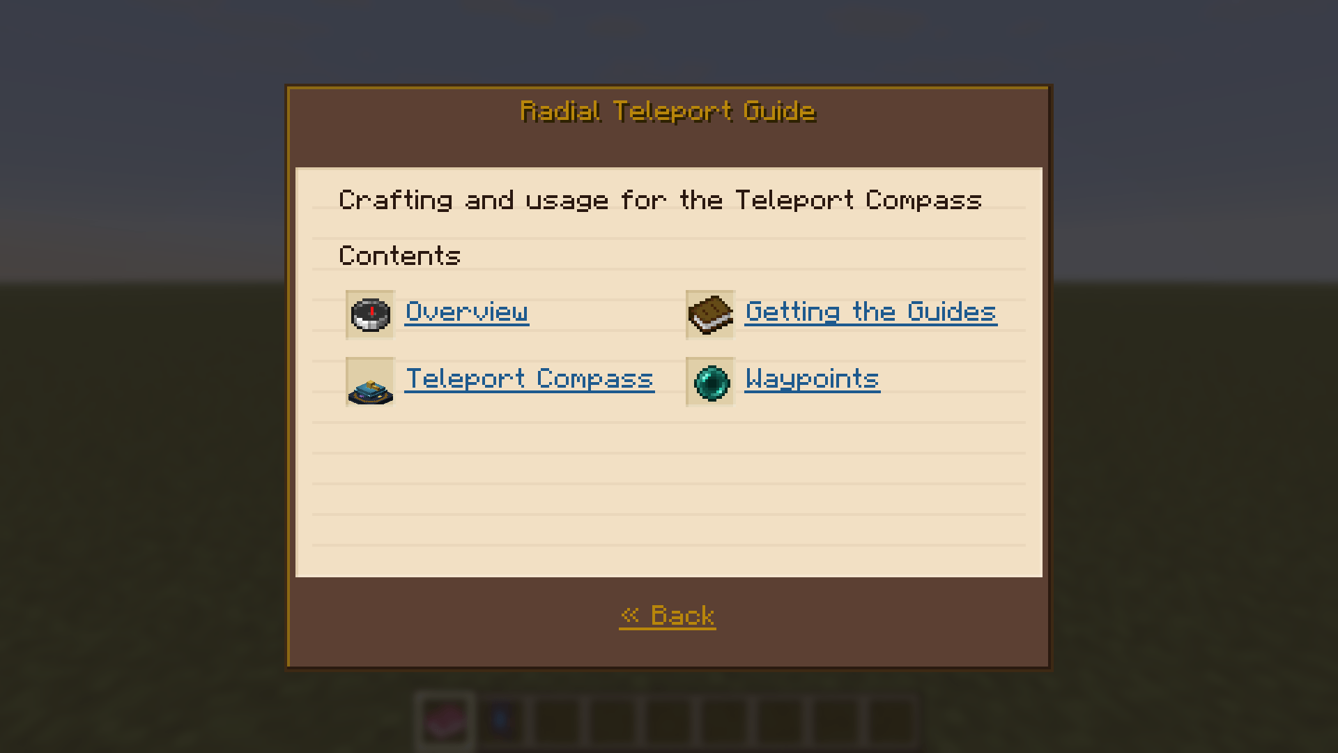 Guide book index (2-column, icons)