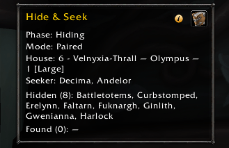 The HUD that all players get while playing hide & seek! Keep track of what's going on in the game.