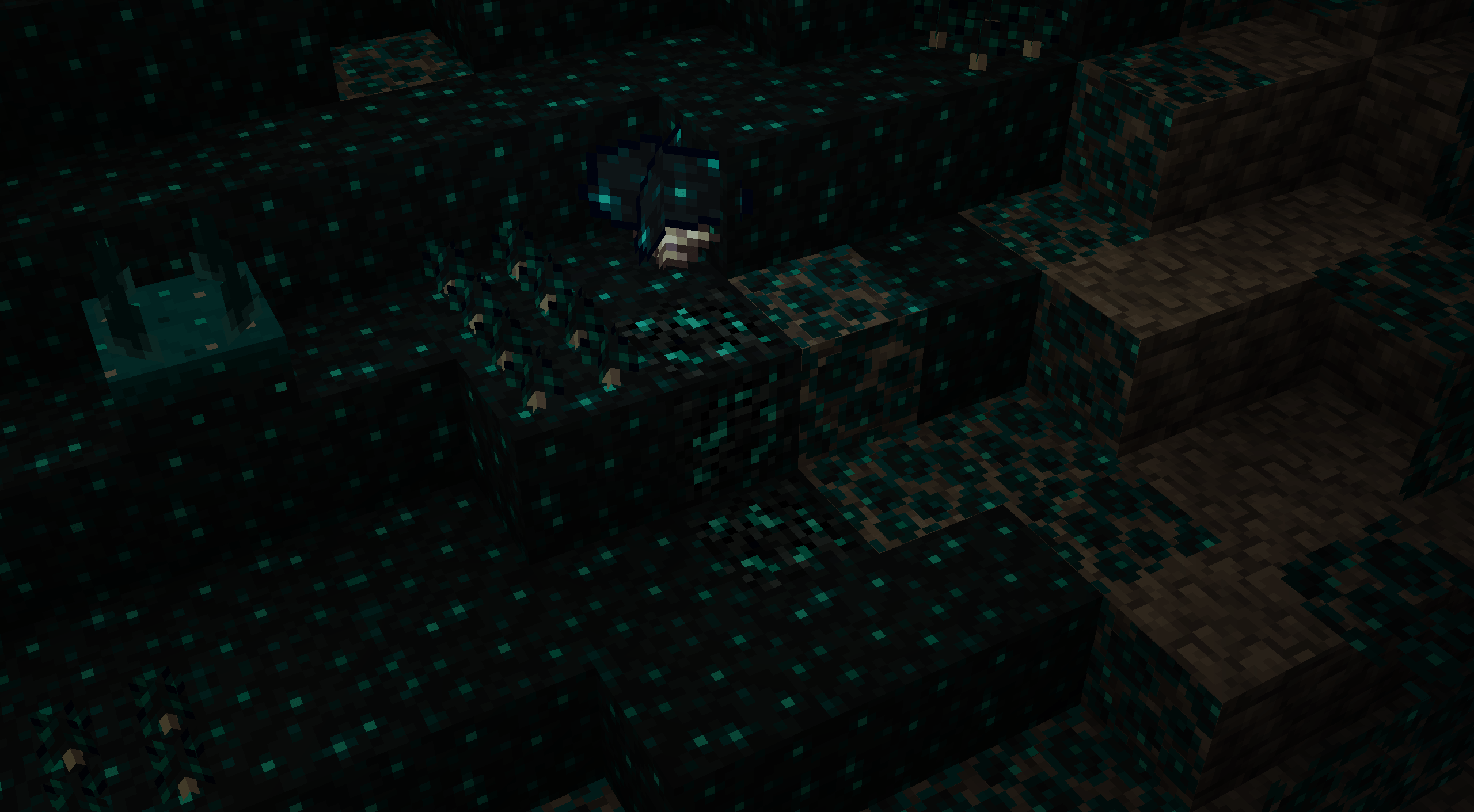 Deep Coal and Shimmering Mushrooms generated naturally in Deep Dark
