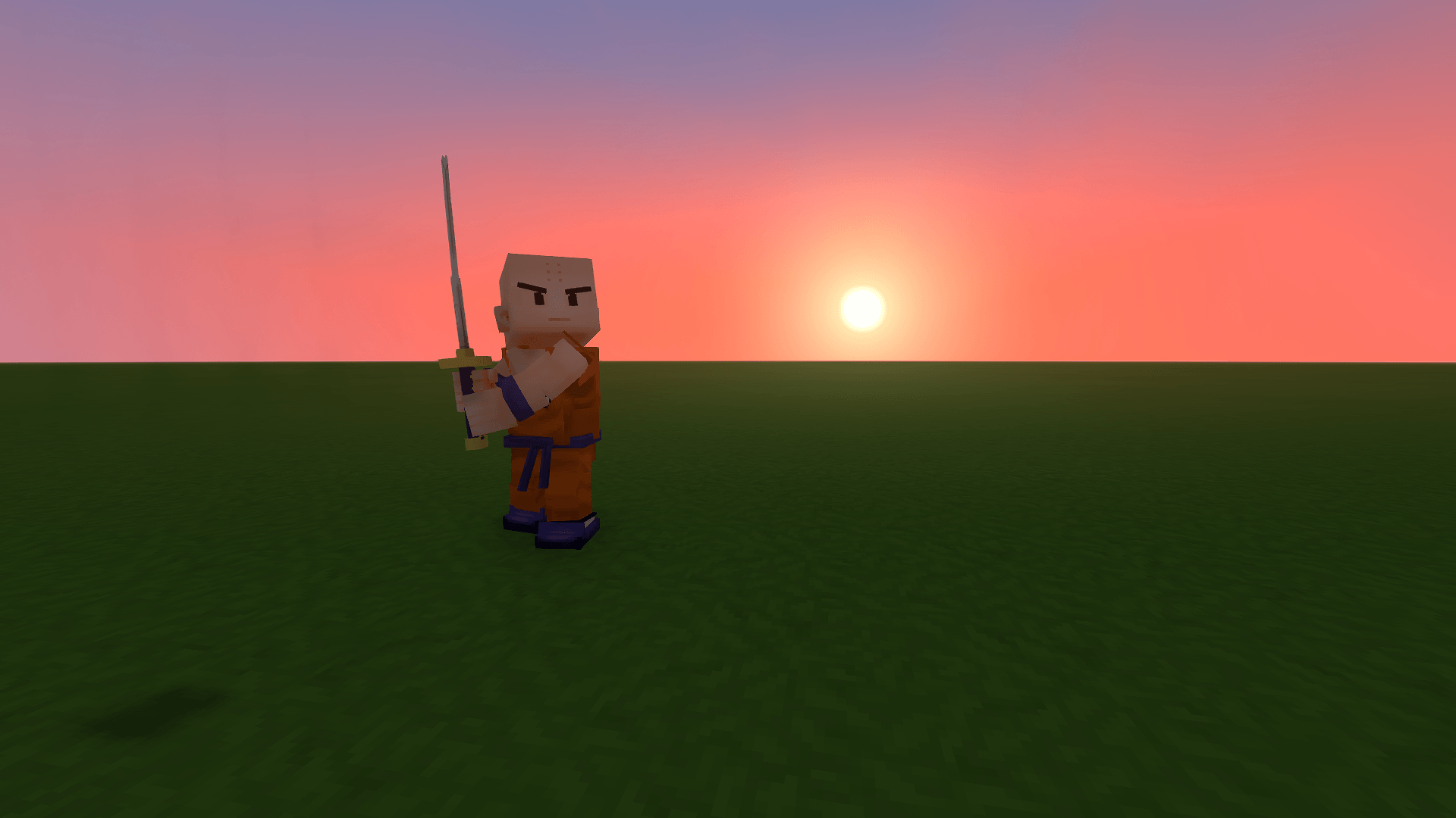 Krillin with Yajirobei sword