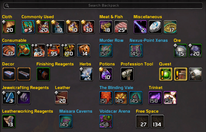 BetterBags Menu