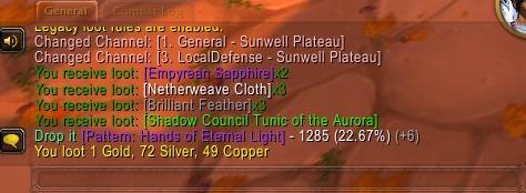 Shows chat updates with your attempt count and the calculated drop probability.