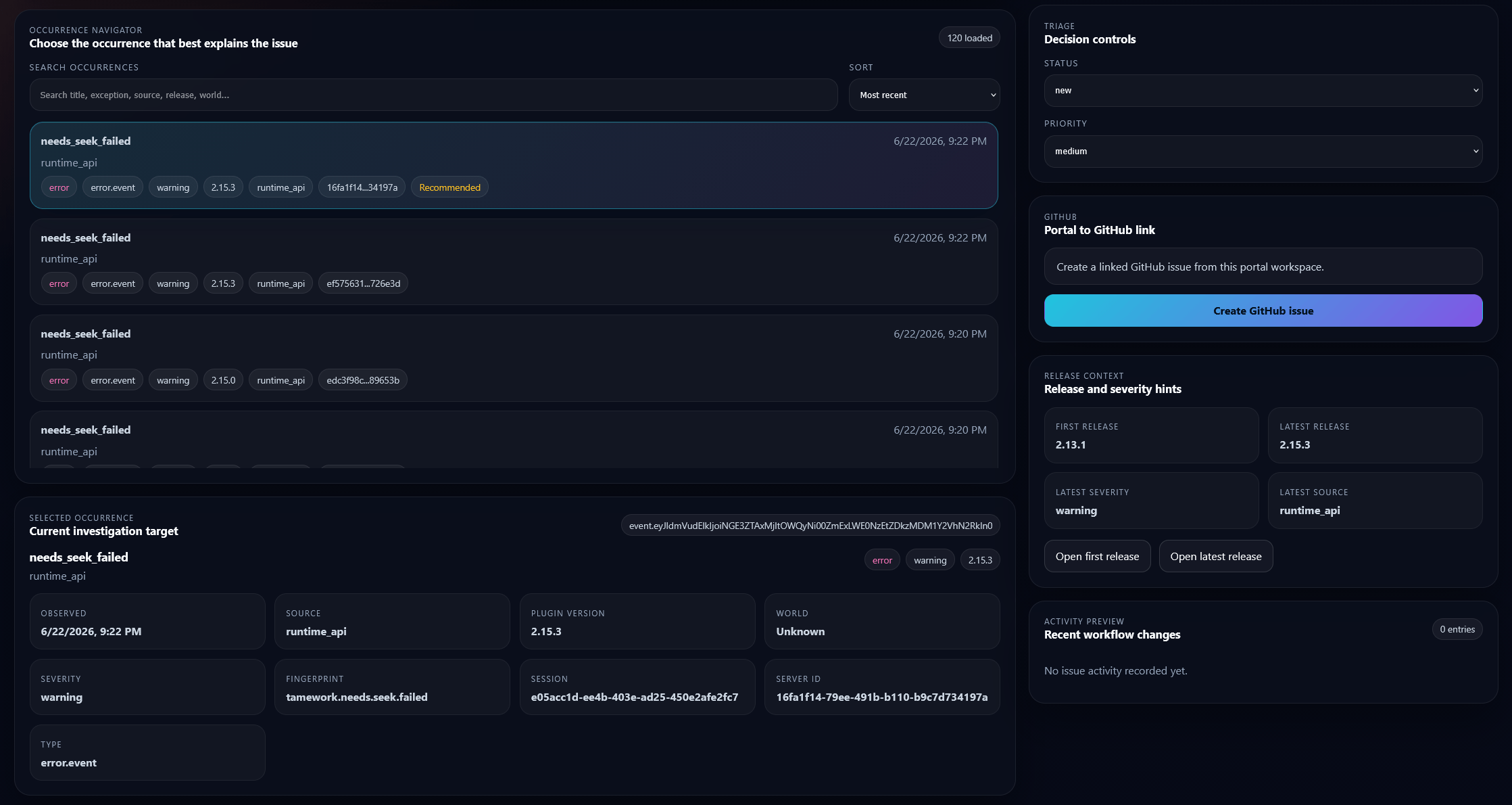 Alec's Telemetry Issue Details Continued
