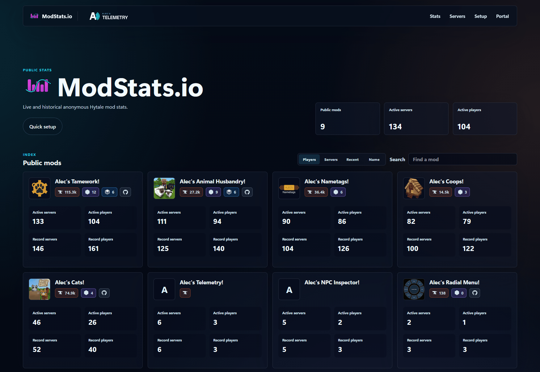 ModStats.io Mod Listings