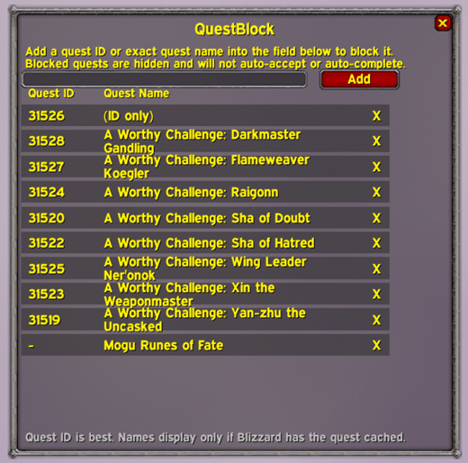 QuestBlock Menu