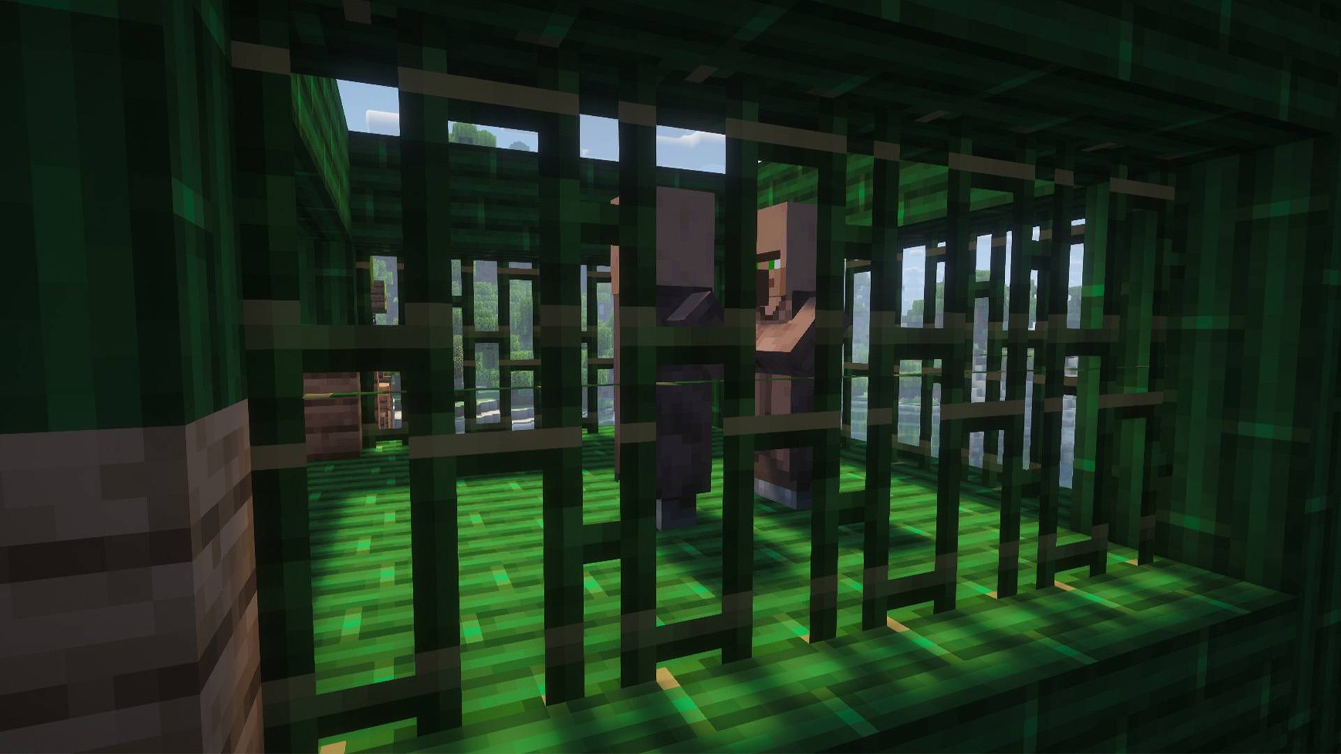 Villagers in a cage