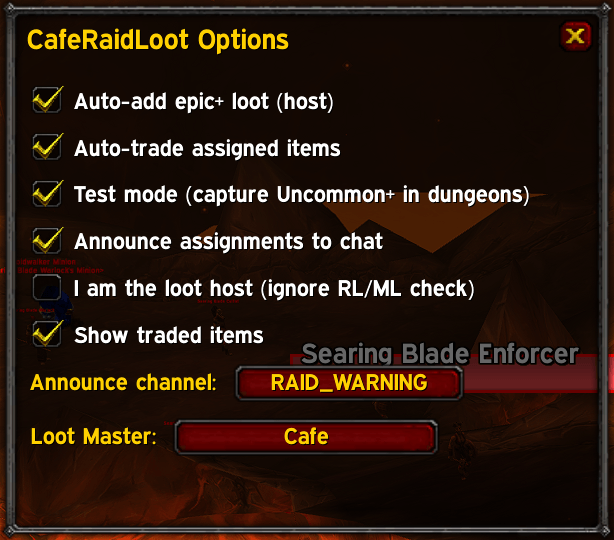 Options Window
