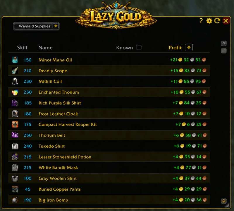 Waylaid Supplies — shows profit for all items needed to fill Waylaid Supplies crates