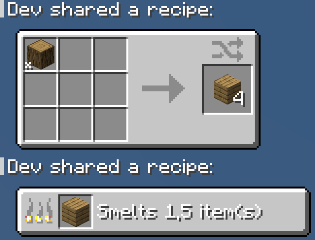 Shared recipes in chat
