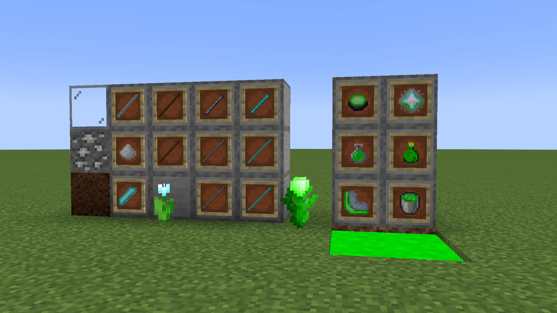 (All blocks and items) all of the blocks and crafting items of the mod