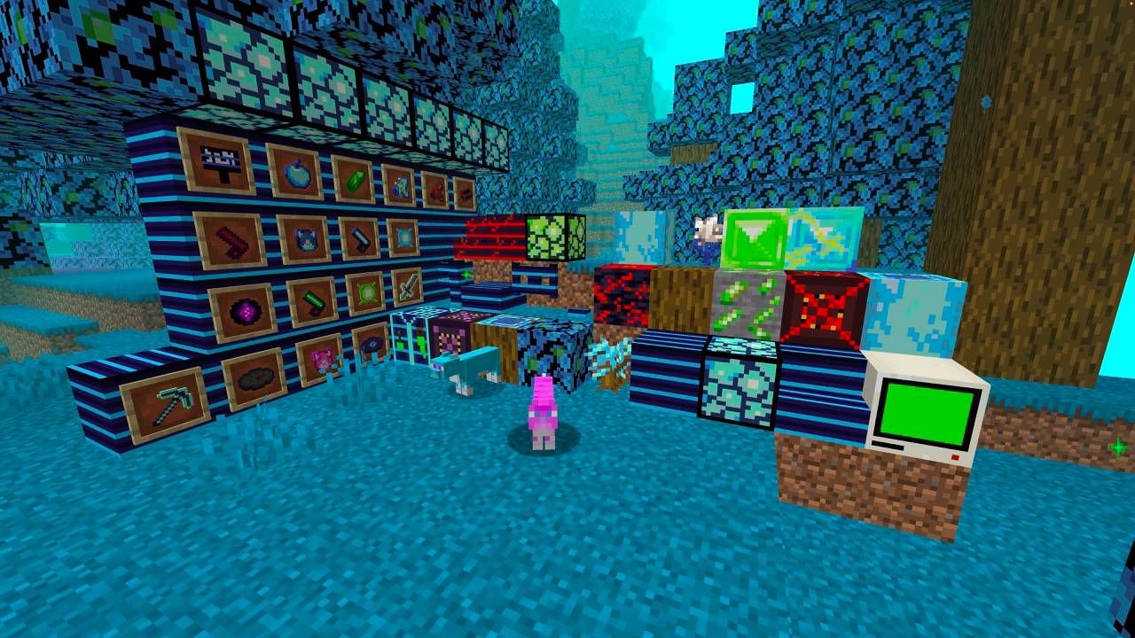 The items of the mod, including 2 unused ones! (the sign that doesn't work and the laser gun that doesn't work)