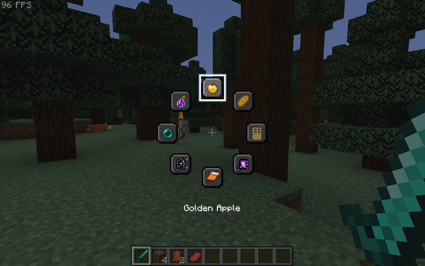 Open a radial menu with Hold (release to close) or Press (tap to open). Each of the 8 slots can be a key binding, a chat command, or use item. Icons can be auto, item-based, or custom. Up to 5 menus can be bound to different buttons and layers.