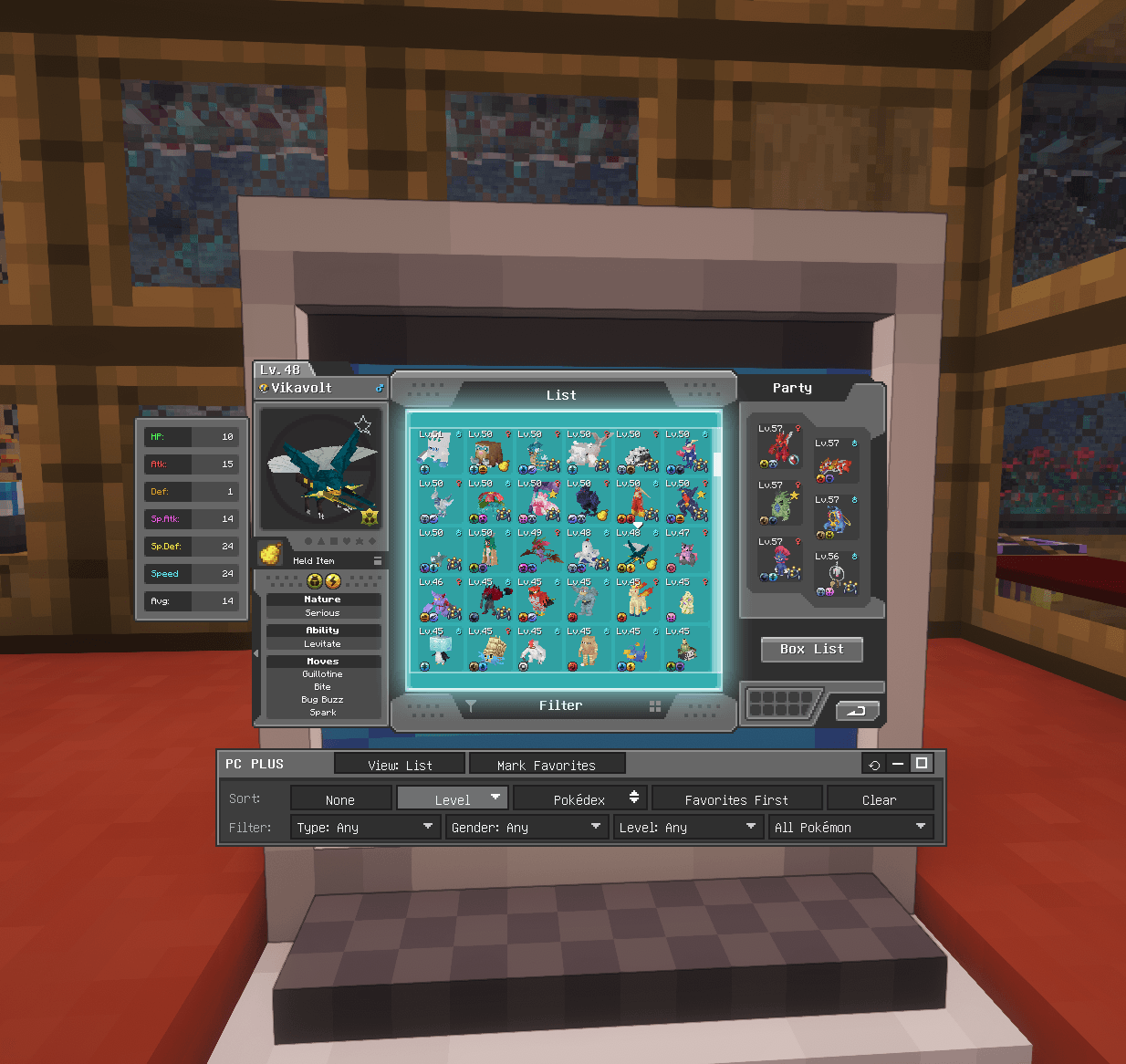 Movable "PC PLUS" terminal panel - plays nicely with other Cobblemon addons