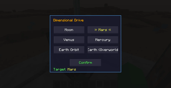 GUI for selecting target planet