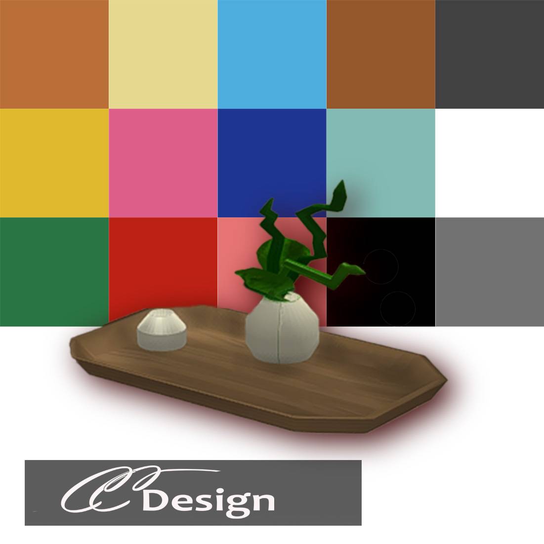- 3 items - 1 tray - 1 empty vase - 1 vase with plants - 15 colors