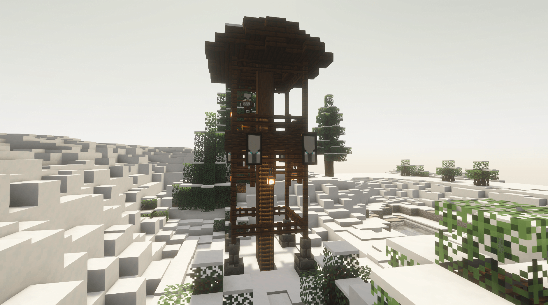 Scattered throughout the world, these towers serve as scouting posts for Illagers. From them, Illagers can monitor the surrounding area and send reports back to their larger settlements.
