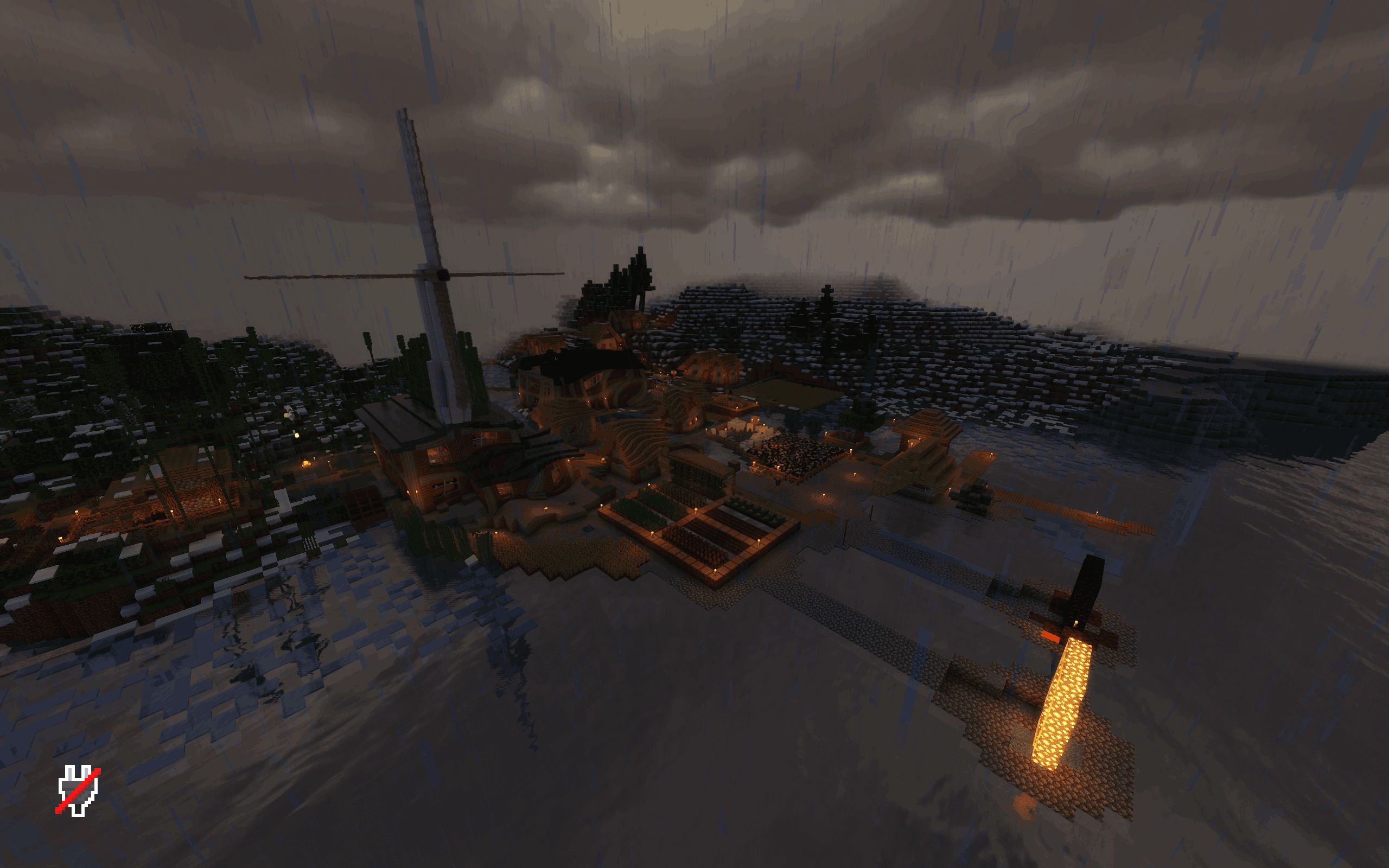 Minecraft Home - Night, Rain.png