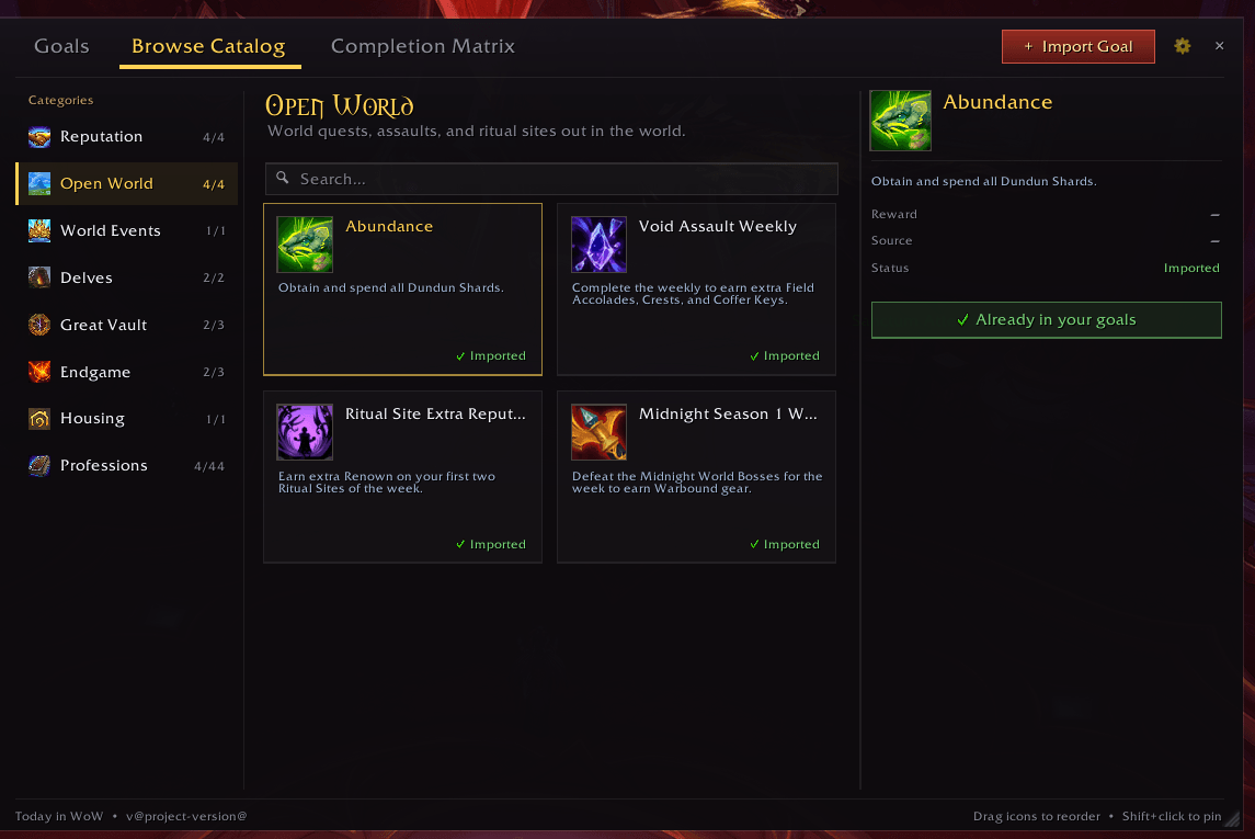 The addon comes with out-of-the-box goals, allowing you to use it right away without any imports.