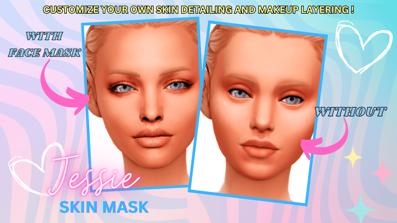 Jessie Face Mask (With + Without Views) A high‑detail facemask that adds depth and clarity to feminine facial shading that comes in 3 detail shader swatches!