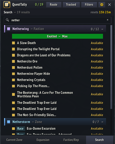 Search Tab