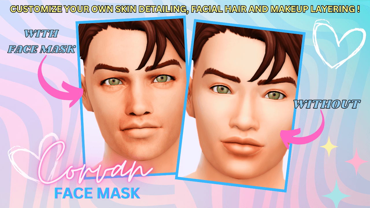 Corvan Face Mask (With + Without Views) A contour‑focused facemask that sharpens jawlines and enhances facial depth that comes in 3 detail shader swatches!