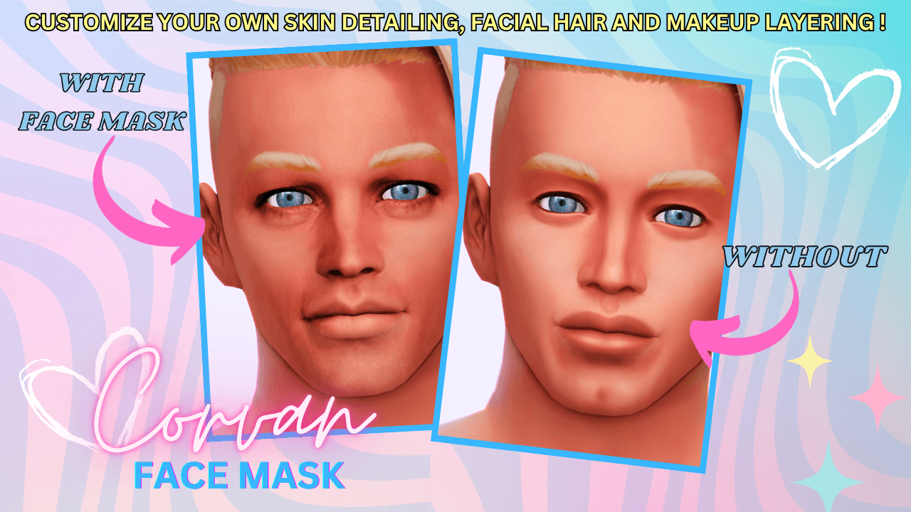 Corvan Face Mask (With + Without Views) A contour‑focused facemask that sharpens jawlines and enhances facial depth that comes in 3 detail shader swatches!