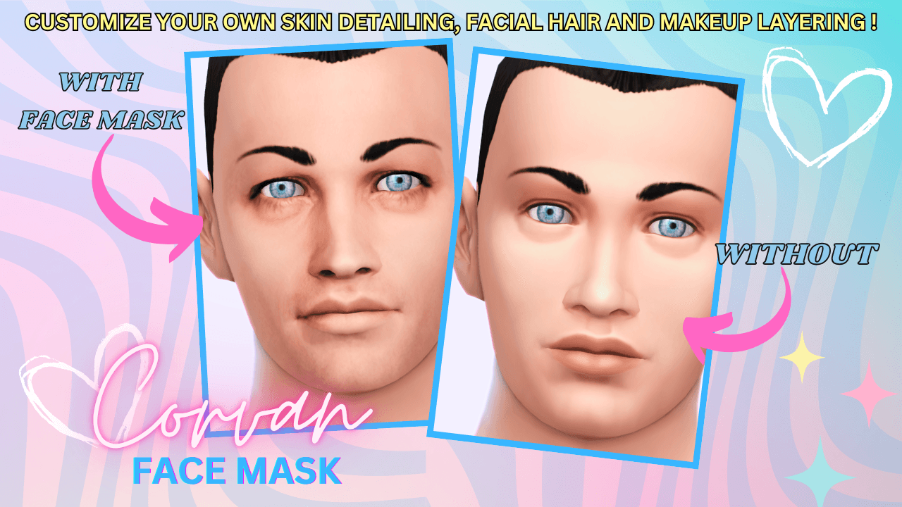 Corvan Face Mask (With + Without Views) A contour‑focused facemask that sharpens jawlines and enhances facial depth that comes in 3 detail shader swatches!