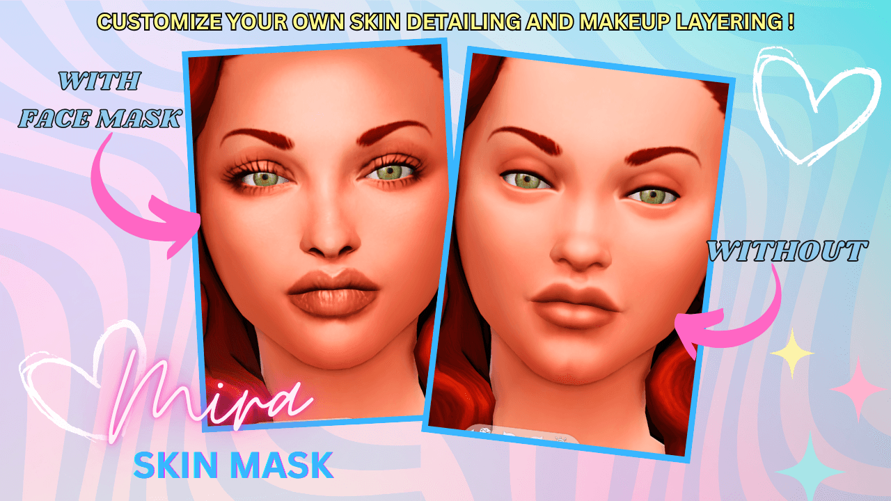 Mira Face Mask (With +Without Views) A subtle contouring facemask that sharpens features while keeping a natural look that comes in 3 detail shader swatches!