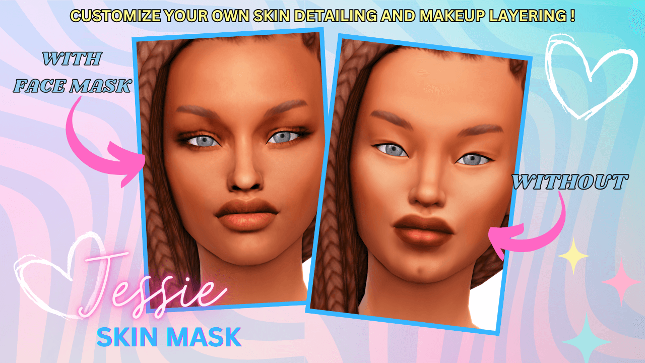 Jessie Face Mask (With + Without Views) A high‑detail facemask that adds depth and clarity to feminine facial shading that comes in 3 detail shader swatches!