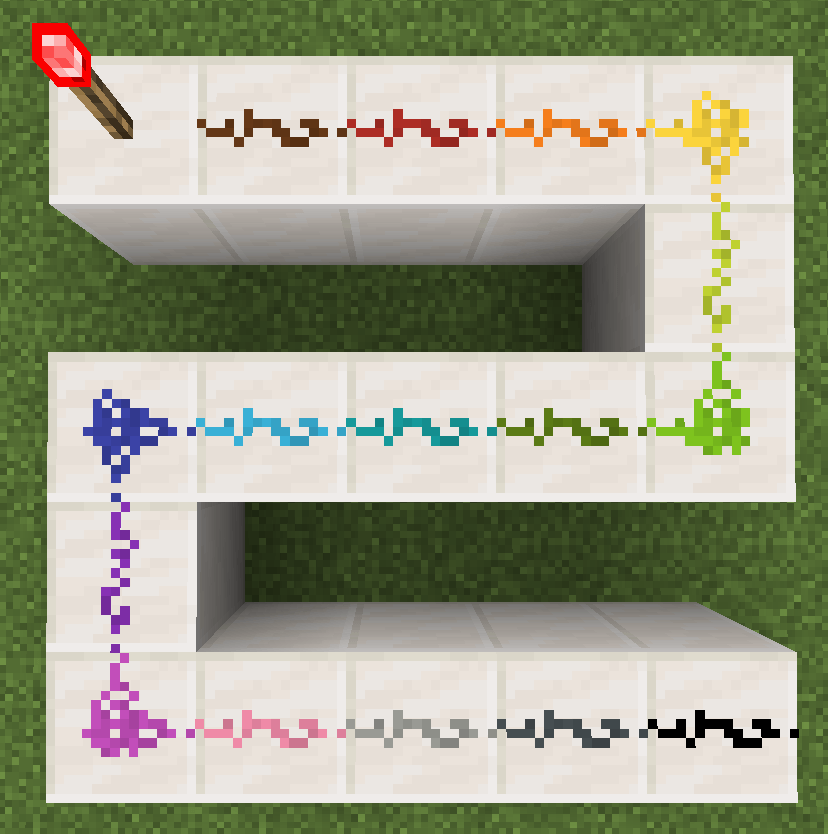 Thumbnail The default vanilla-style look of the colored redstone dust, available always and regardless of everything