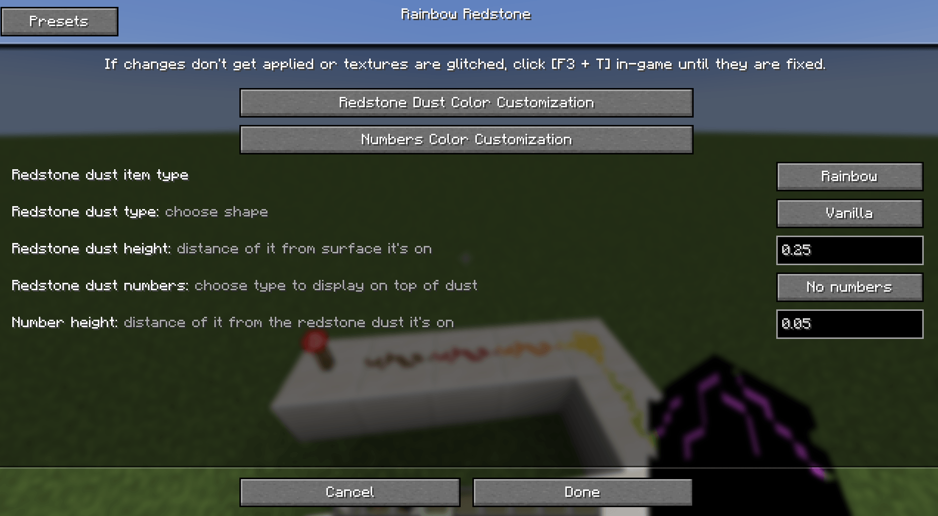 Thumbnail This is the respackopts screen that can be used in-game for customization.