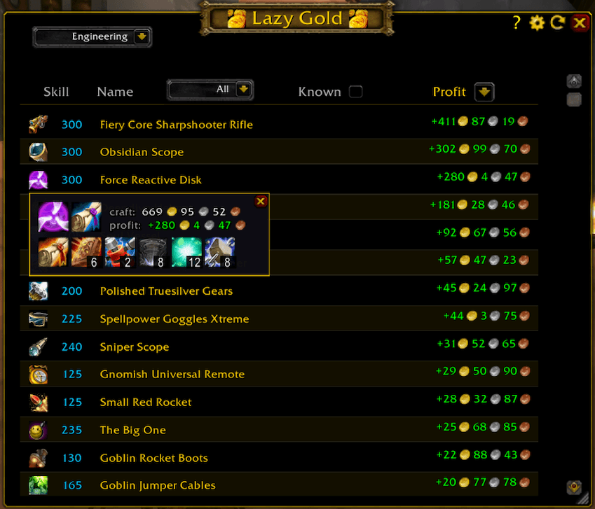 New Addon Title and Recipe item added to Created Item Popup