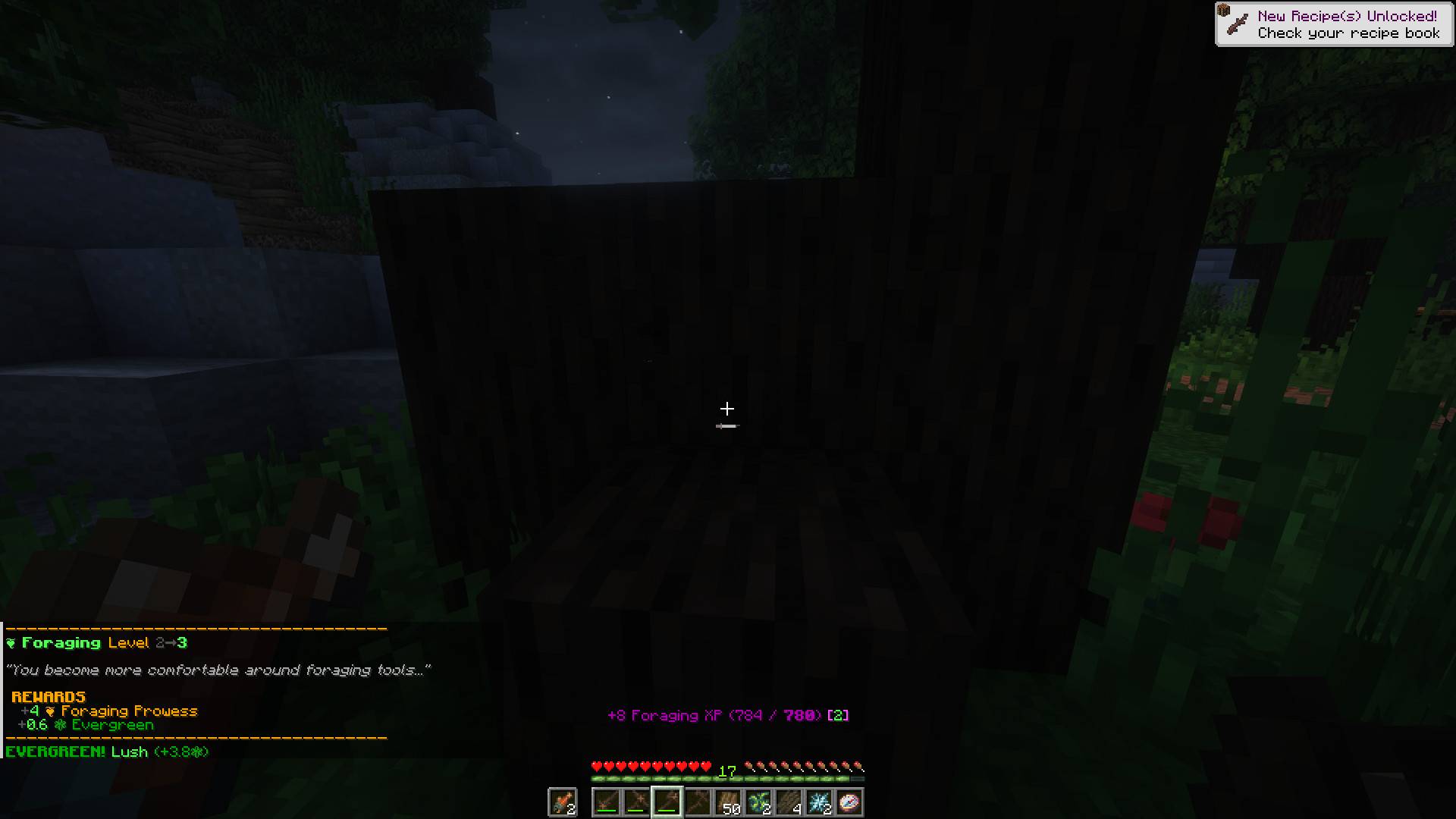 The player, gaining a Skill Level-Up and triggering an EVERGREEN! drop at the same time.