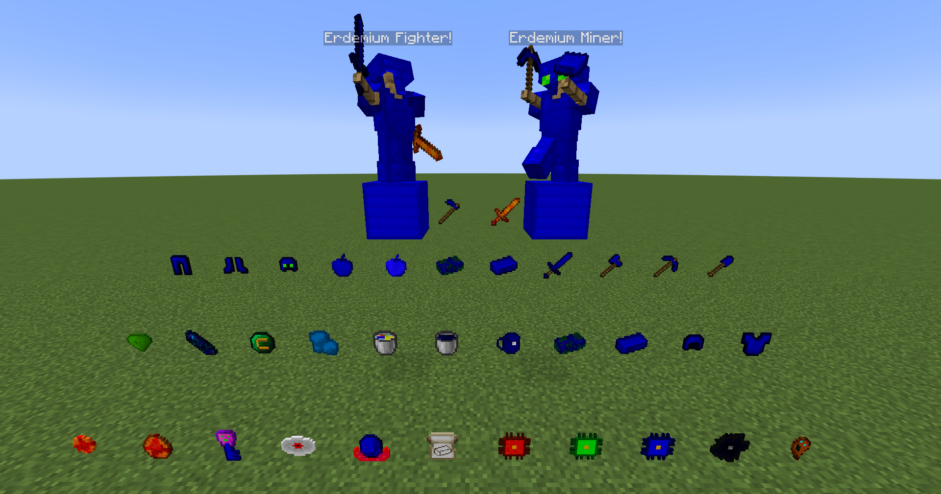 This picture shows all items (excluding power-up related items) and armor in 26w05a