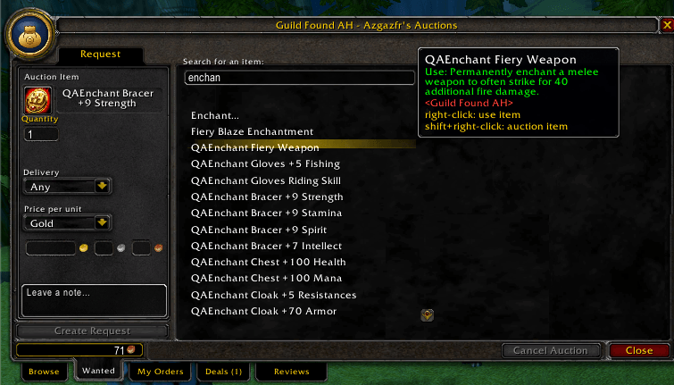 Request example, of anything, in exchange for any