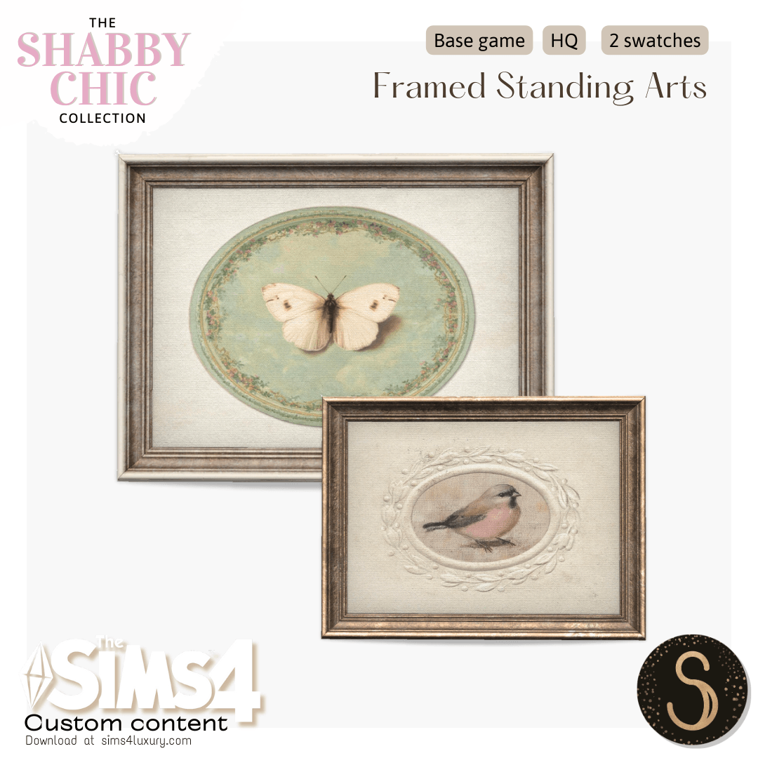 Sims4Luxury - Shabby Chic - Framed wall + standing arts