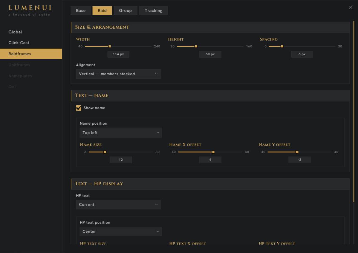 Settings Page for your Raidframes