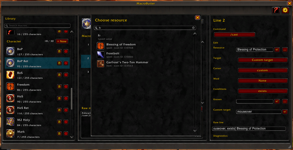 Allow the user to search for spells and items on cast and use commands