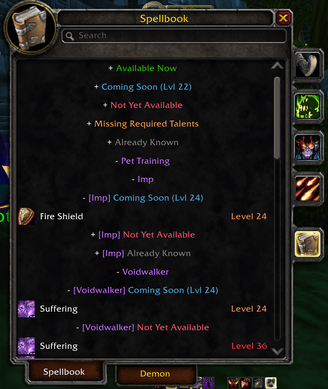 Collapse Categories, Pet Spells