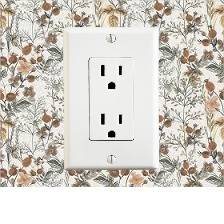 Wall Tile With Flowers With Outlet With Bottom White Wooden Beam