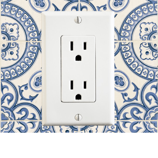 Vintage Wall Tile With Outlet With Bottom White Wooden Beam