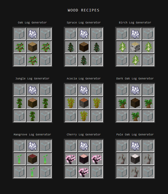 Wood Log Generator Recipes