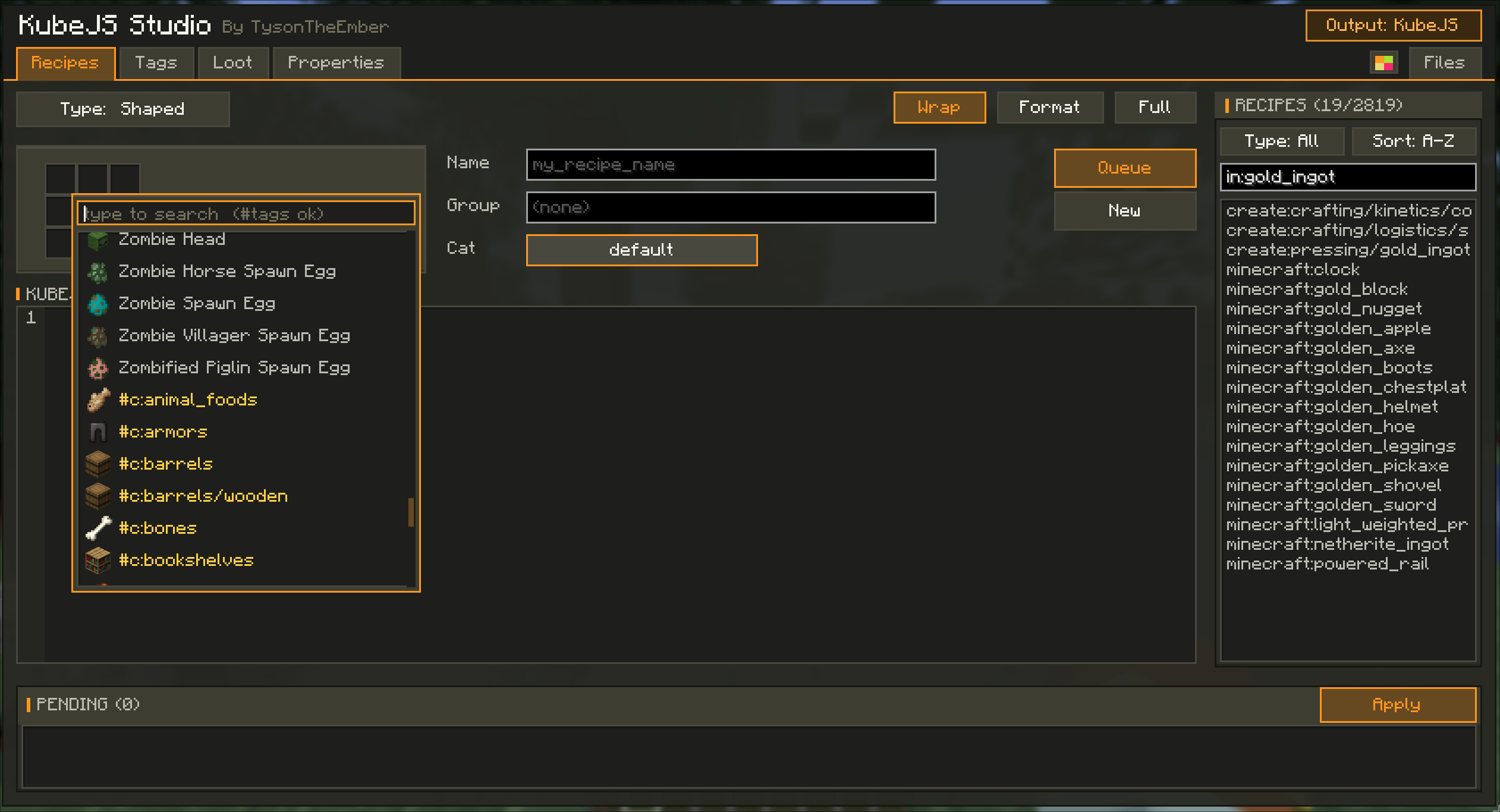 Recipe browser and editor