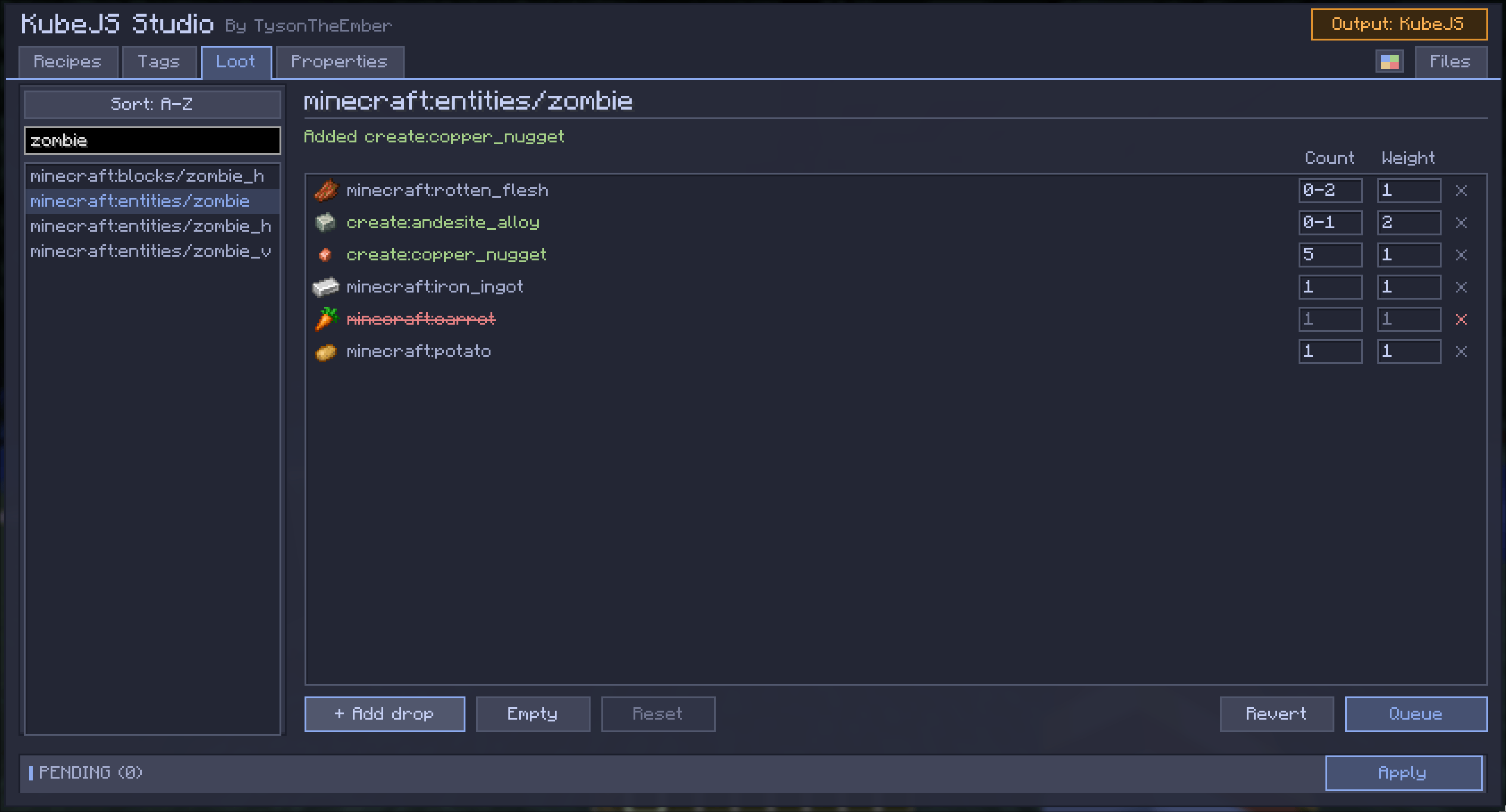 Loot table editor