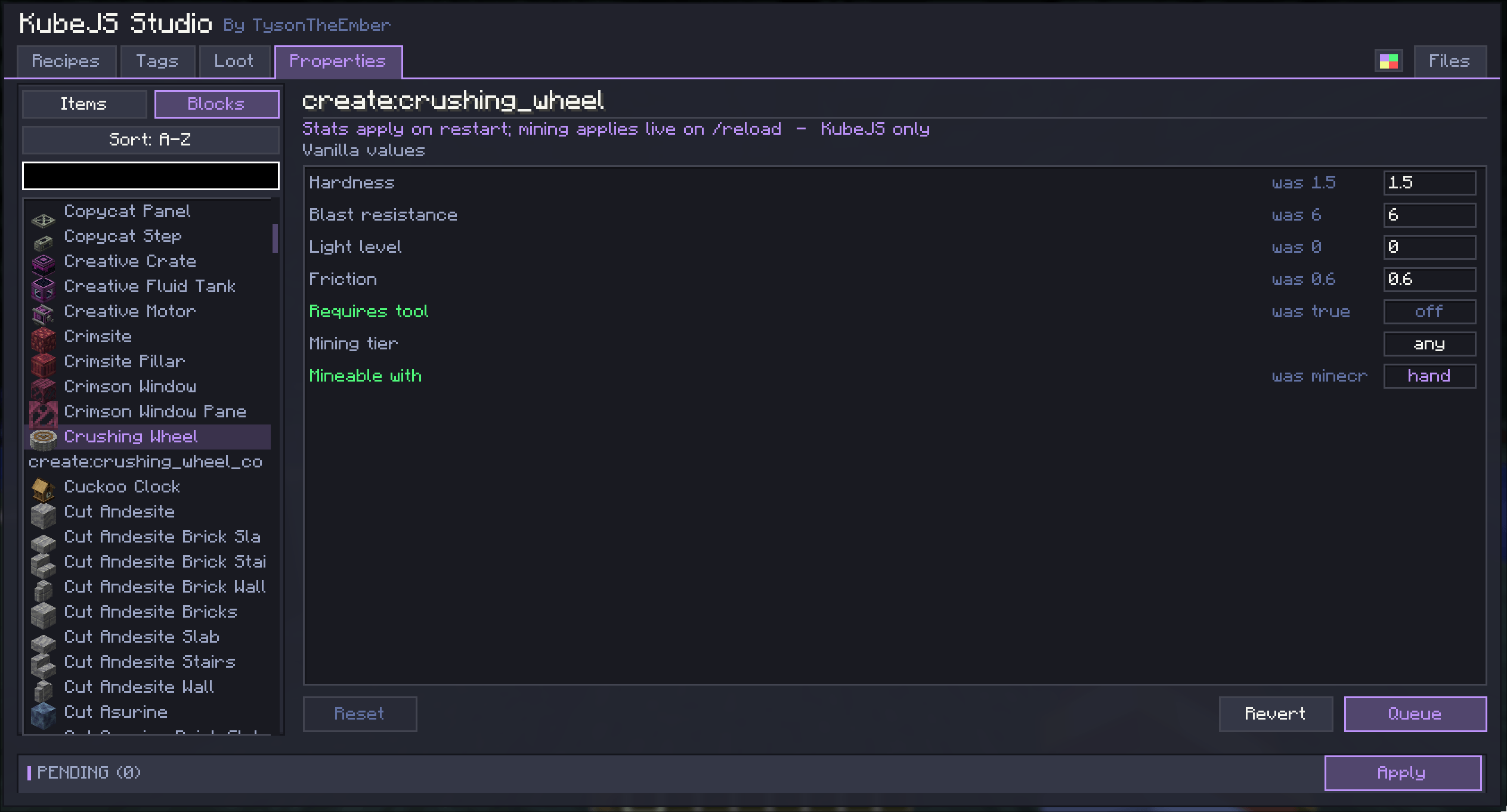 Properties editor